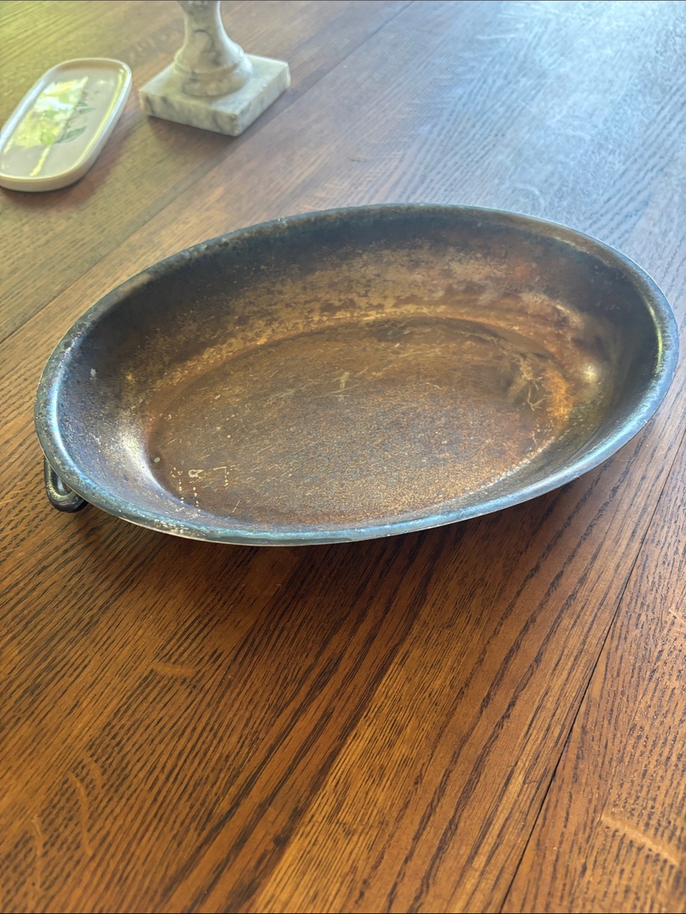 Antique-Style Oval Serving Platter - Brass